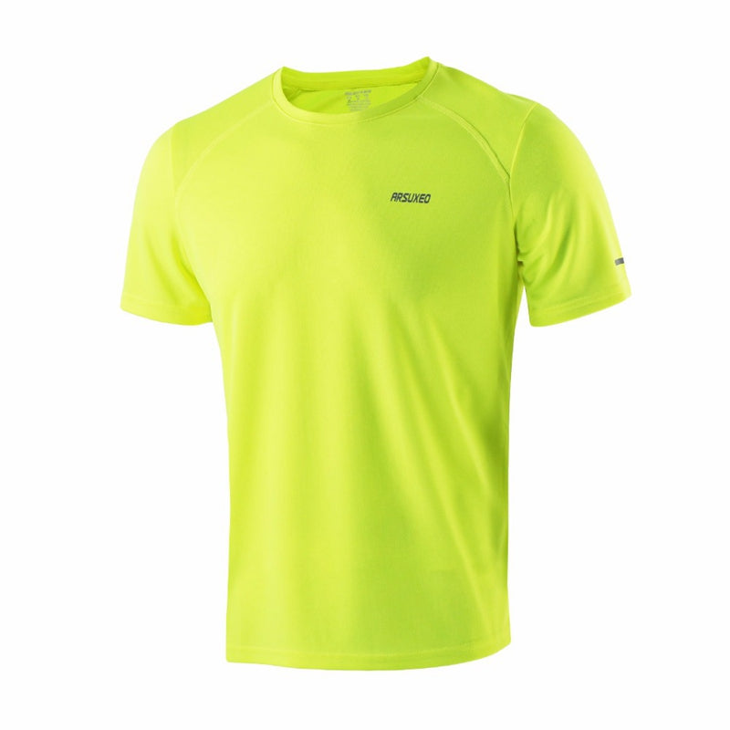 ARSUXEO Men Summer Running T Shirts Active Short Sleeves Quick Dry Training Jersey Sports Clothing