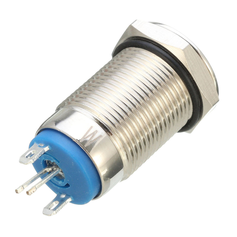 Silver 12mm LED Metal Push Button Latching Switch 4Pin Waterproof Push Button Switch