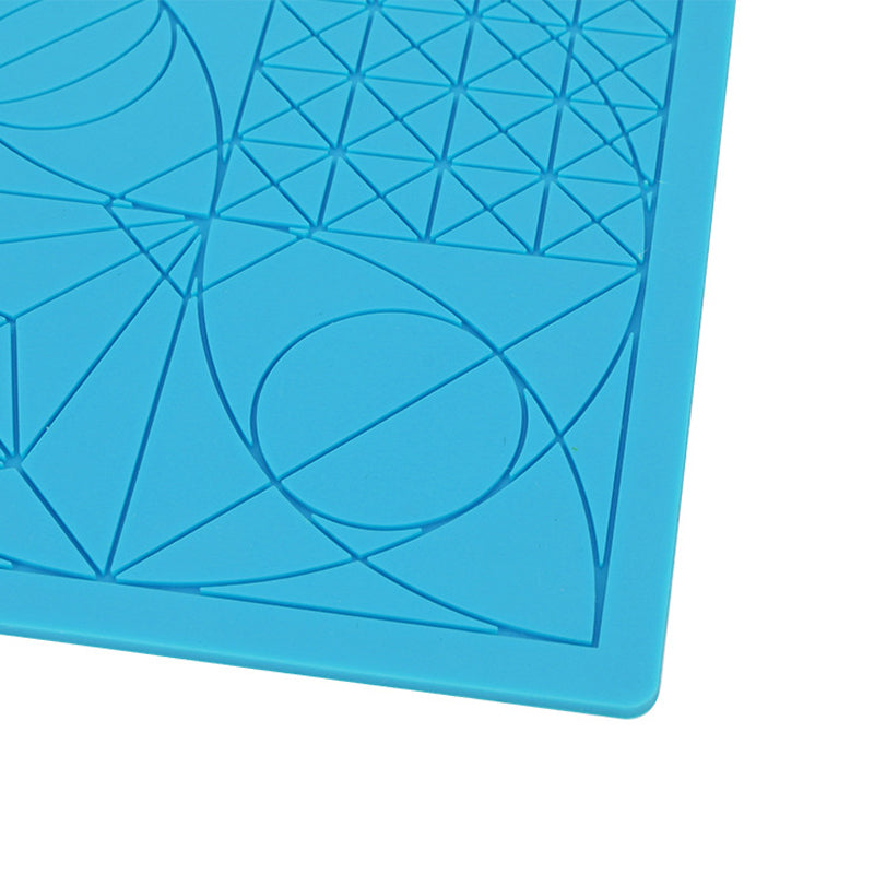 C-Type Blue 3D Printing Pen Drawing Tools Silicone Design Mat with Basic Template + 2pcs Insulation Silicone Finger Caps Kit