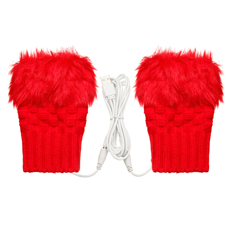 5V USB Heated Gloves Warmer Hands Knitting Fingerless Electric Office Winter Motorcycle