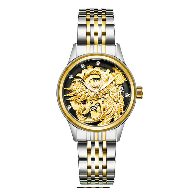 TEVISE 9006 3D Phoenix Dial Display Automatic Mechanical Watch Full Steel Waterproof Unisex Watch