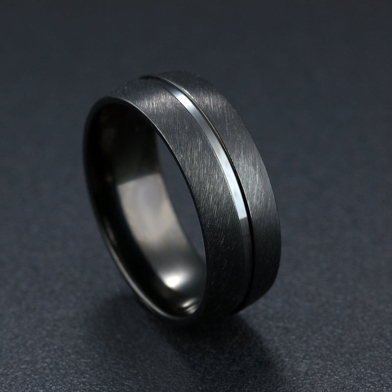 8mm Black Stainless Steel Men Ring Jewelry Clothing Accessories