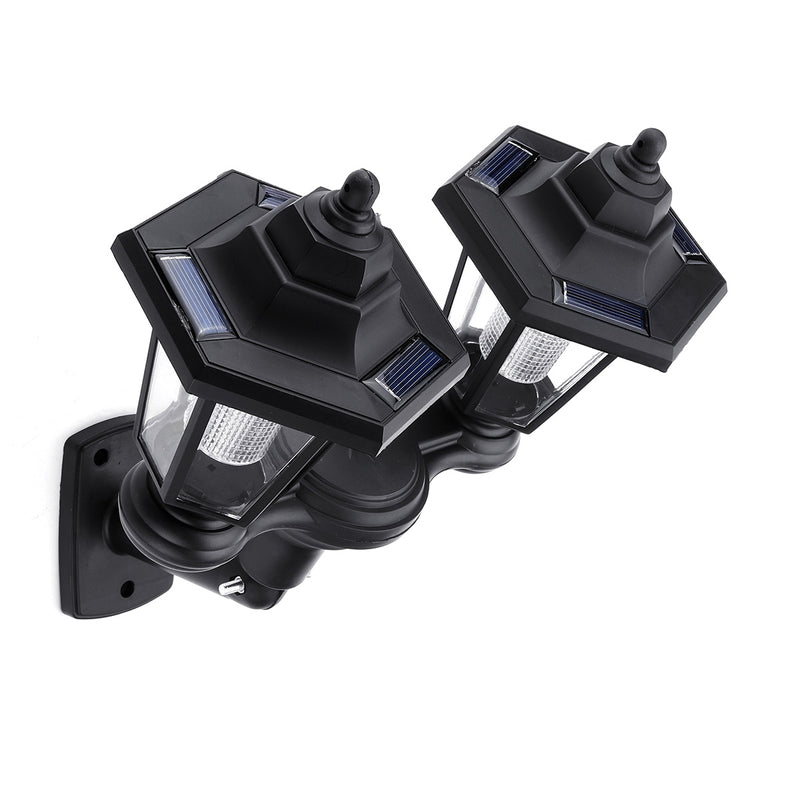 Solar Power LED Hexagon Wall Light Dusk-to-Dawn Sensor Outdoor Yard Lantern Lamp