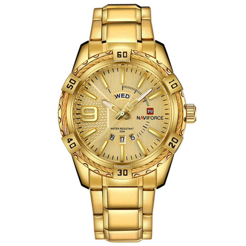 NAVIFORCE 9117 Waterproof Men Wrist Watch Calendar Full Steel Quartz Watches