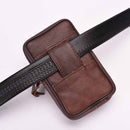 Outdoor Multifucntional Vertical Leather Men Casual Pocket Portable Zip Waist Pack Phone Bag
