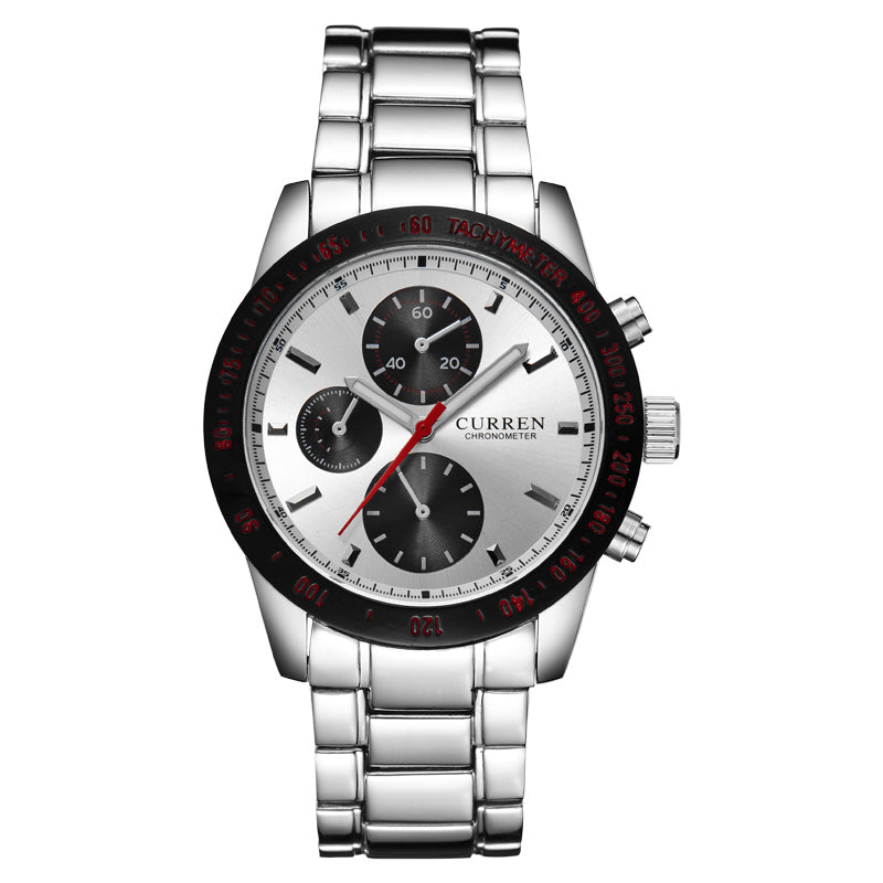 CURREN 8016 Decorative Three Dials Full Steel Quartz Watches Business Style Men Wrist Watch