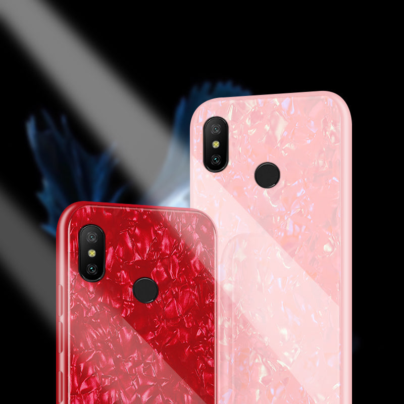 Bakeey Shell Glossy Soft Frame Hard Back Tempered Glass Protective Case for Xiaomi Redmi Note 6 Pro