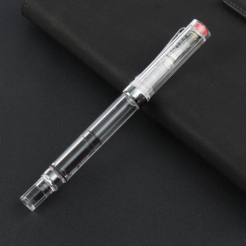 LANBITOU 3059 Piston Transparent Fountain Pen 0.38mm/0.5mm Fine Nib Smooth Writing Pen
