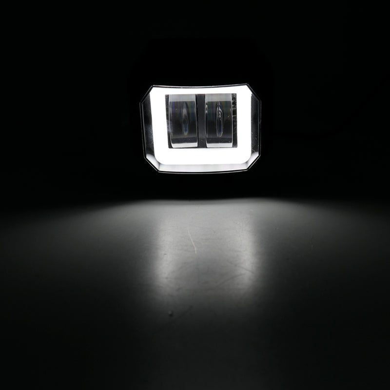 3inch  12/24V 6500K 20W Square LED Work Light With White Angel Eyes Lights Spot Fog light For Car Boat Motorcycle