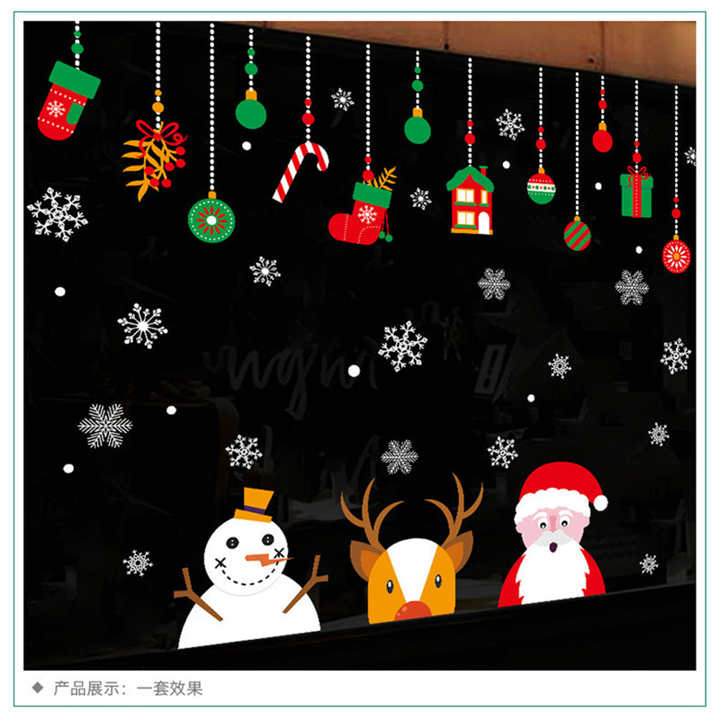 Christmas Window Wall Sticker Snowman Santa Snowflake Reindeer Removable Home Decor