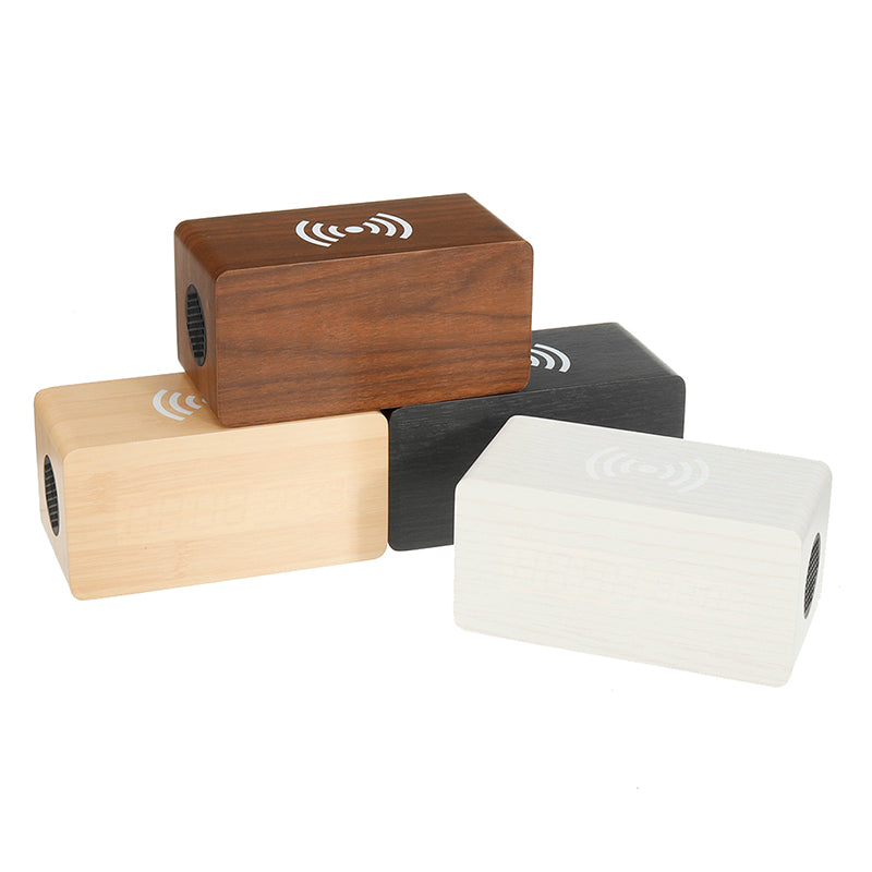 Waterproof Retro Wood Wireless Charging Led Digital Alarm Clock Audio USB Charger bluetooth Speaker