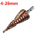 M35 Cobalt Step Drill Bit 1/4 Inch Hex Shank HSS-Co Step Drill Bit Spiral Grooved Hole Cutter