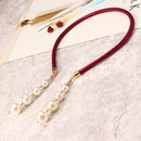 Sweet Hair Band Elegant Pearl Pendant Gemstone Fake Earrings Headbrand Hair Accessories for Women