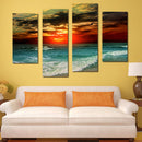 Miico Hand Painted Four Combination Decorative Paintings Beach Sunset Wall Art For Home Decoration
