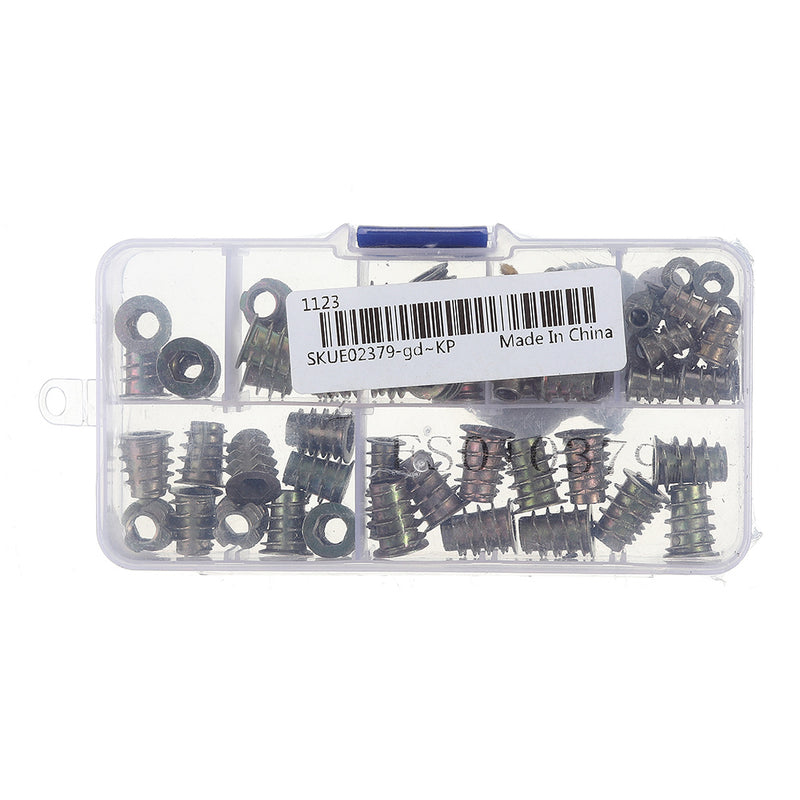 Suleve MXZN3 70Pcs M4/M5/M6 Zinc Alloy Wood Furniture Hex Socket Drive Head Threaded Insert Nut Internal and External Nut 8-15mm