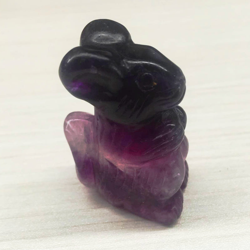 2" Hand Carved Rainbow Fluorite Squirrel Natural Quartz Crystal Skull Healing Decorations