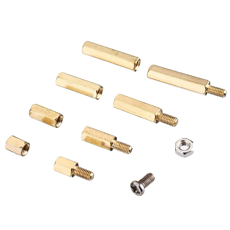 Suleve M3BH9 180Pcs M3 Male-Female Brass Hex Column Standoff Support Spacer Pillar Stainless Steel Screws Nuts for PCB Board