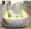 3 Colors Luxury Crown Crystal Velvet Pet Bed Kennel Dog Cat Warm Sofa Pet Bed