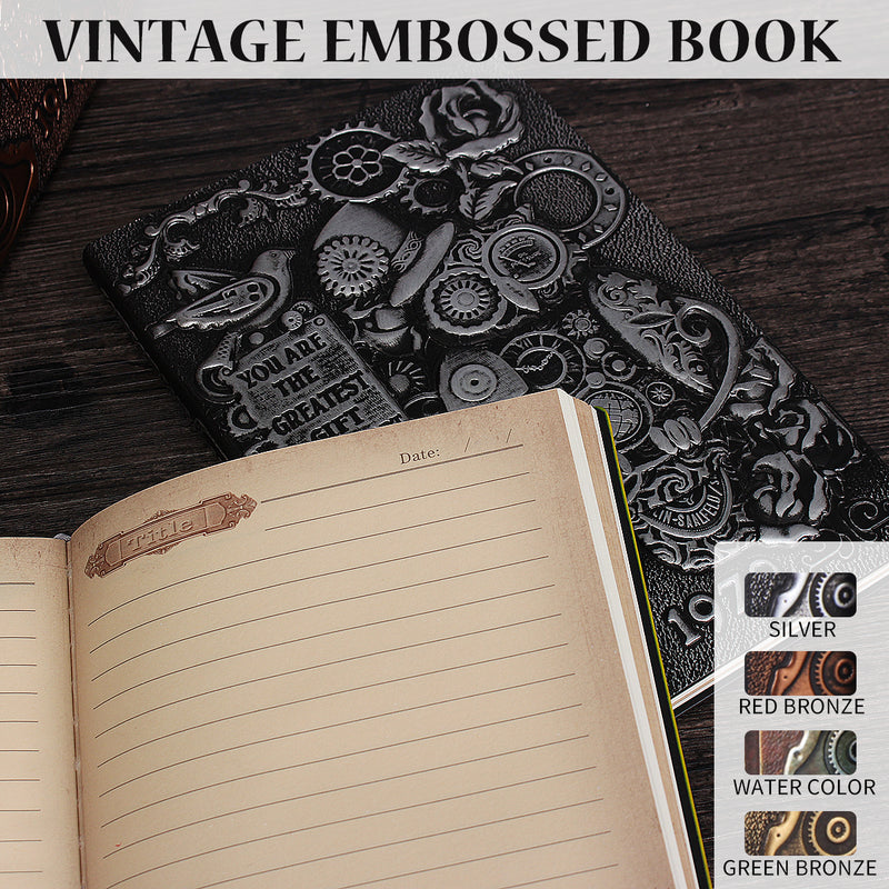 Home Gift Journal PU Cover Writing Pads Hardcover Travel Retro Embossed Notebook Handcraft Diary School