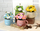 Simulation Flower Chrysanthemum Cup Pot Pottery 4 Colors Can Choose