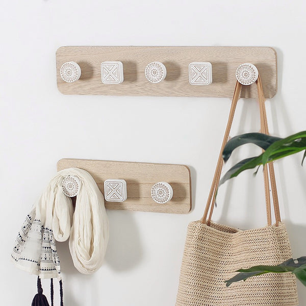 Wood Coat Hanger Wall Hook Clothes Hangers Key Holder Wall Mounted Coat Rack