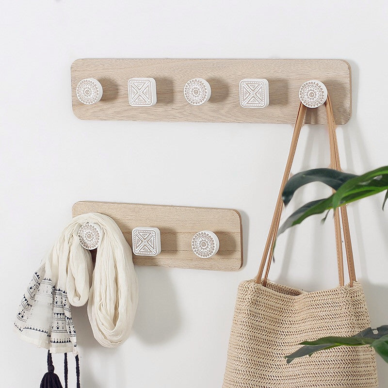 Wood Coat Hanger Wall Hook Clothes Hangers Key Holder Wall Mounted Coat Rack