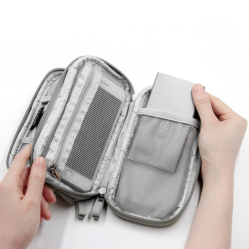 Boona 19cm*11cm Digital Accessories Storage Bag Double Layer 20000mAh Power Bank U Disk Memory Card USB Cable Organizer Travel Bag