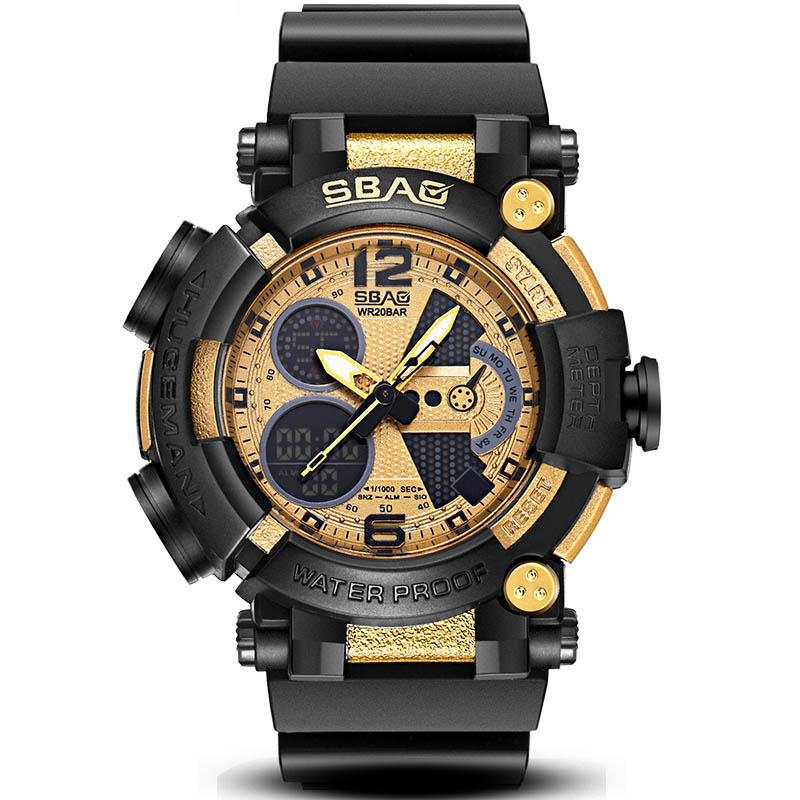SBAO S-8019-2 Dual Display Digital Watch Luminous Display Alarm Calendar Stopwatch Sport Watch