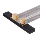 Drillpro 200/300/400mm Stainless Steel Precision Marking T Ruler Hole Positioning Measuring Ruler Woodworking Scriber Scribing Tool