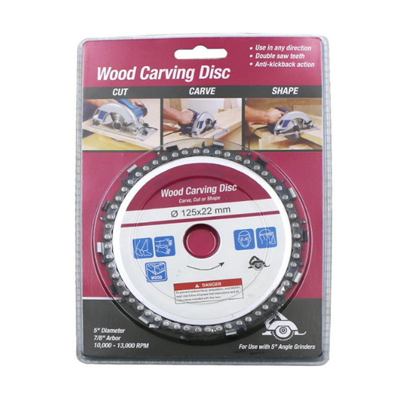 5 Inch Yellow/Purple Grinder Chain Disc 22mm Arbor 14 Teeth Wood Carving Disc For 125mm Angle Grinder