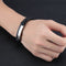 Double Black Stainless Steel Men's Leather Bracelet