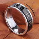 Roman Numerals Rotatable Stainless Steel Men Ring Retro Jewelry Gift