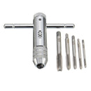 Drillpro T Handle Ratchet Tap Wrench with 5pcs M3-M8 Machine Screw Thread Metric Plug Tap