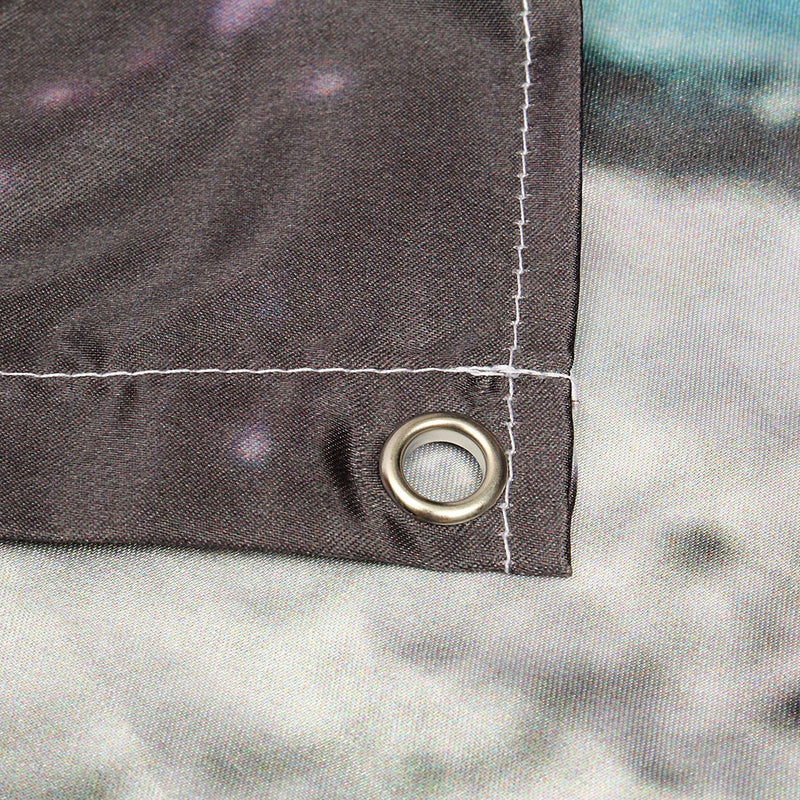 Space Nebula Cat Eating Pizza Home Bathroom Shower Curtain Polyester Hook Set