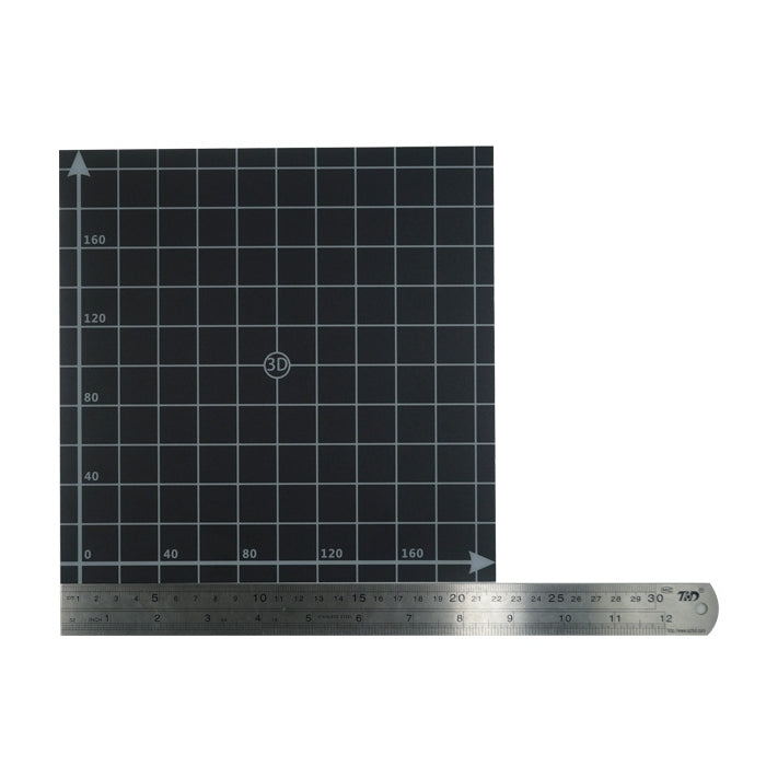 220*220mm Black Square Scrub Surface Hot Bed Platform Sticker Sheet With 1:1 Coordinate