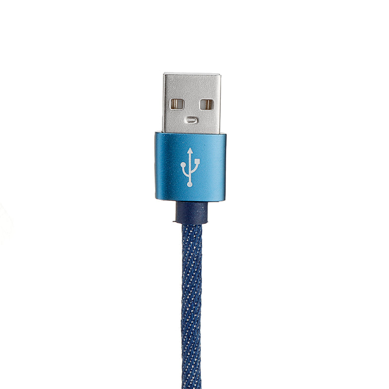 2M 2.4A Micro USB Fast Charging Denim Braided Data Cable For Smartphone Tablet