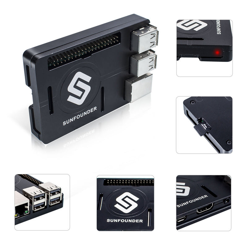 SunFounder Aluminum Alloy CNC Enclosure Case With Heat Dissipation Silica Pad For Raspberry Pi 3/2/B