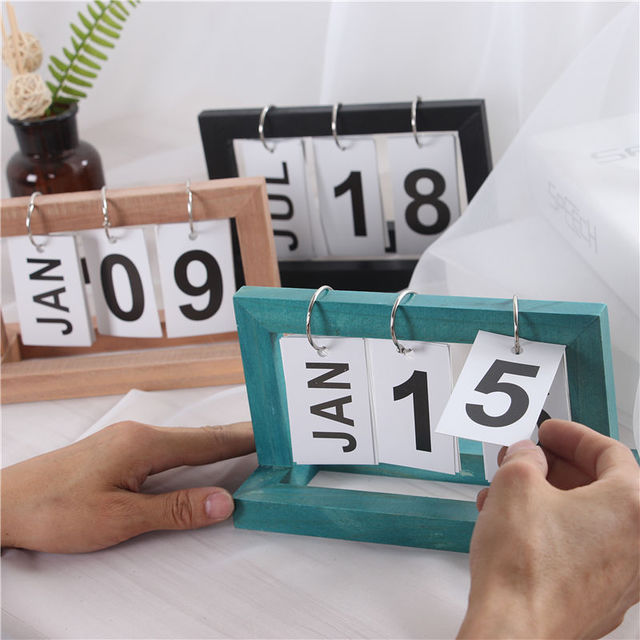 Creative Modern Wooden Calendar Desktop DIY Calendar Perpetual for Office Home Bedroom Decoration