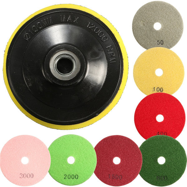 8pcs  4 Inch 50 to 3000 Grit Diamond Polishing Pads for Granite Stone Concrete Marble
