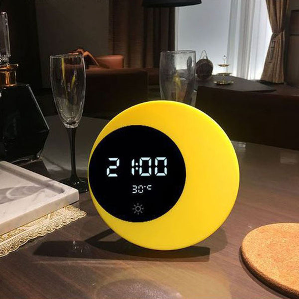 Loskii 098 Creative Moon Shape Electronic Alarm Clock LED Wake Up Night Light Weather Station Touch Control