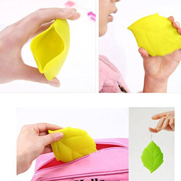 Honana CF-DW02 Silicone Leaf Shape Water Cup Folding Mini Camping Hiking Travel Pocket Drinking Cup
