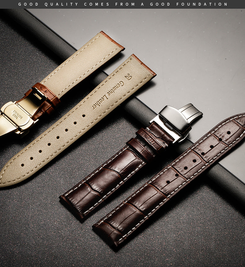 Bakeey 22mm Genuine Leather Strap Replacement Alligator Grain Watch Band