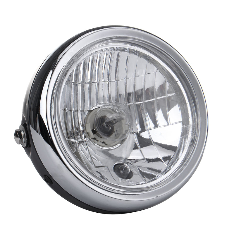 6 Inch H4 Metal Motorcycle Headlight Hi-Lo Beam Headlamp Cafe Racer Halogen Bulb Universal
