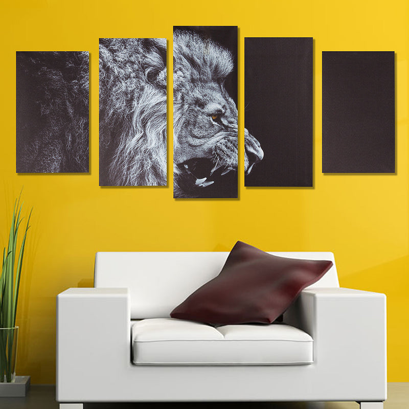 5Pcs No Frame Canvas Prints Lion Animal Paintings Home Wall Hanging Art Decorations