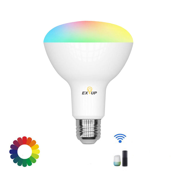 EXUP E26 E27 BR30 12W RGB+C+W WIFI LED Smart Bulb Work With Amazon Alexa Google Home AC110V AC220V