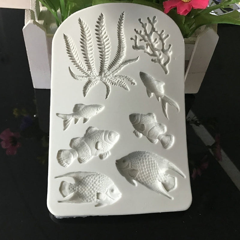 3D Sea Coral Fish Silicone Mold Fondant Mold Cake Decorating Tools Mould