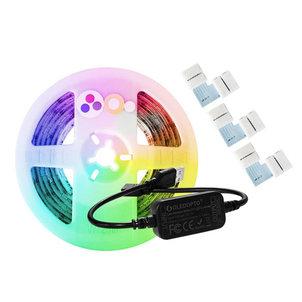 GLEDOPTO DC5V 2M USB RGB+CCT Smart TV Computer LED Strip Light + 3PCS Connectors for Zigbee Hue Echo