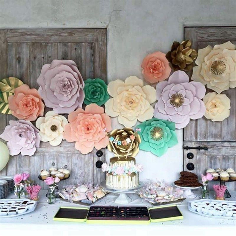 30cm DIY Paper Flowers Leaves Backdrop Decorations Kid Birthday Party Wedding Favor