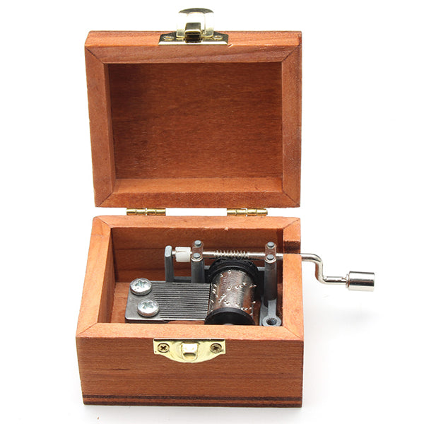 Retro Wooden Wind Up Music Box Castle In The Sky