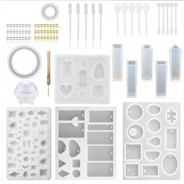 76PCS DIY Resin Casting Molds Silicone Craft Jewelry Pendant Making Mould Tools Kit
